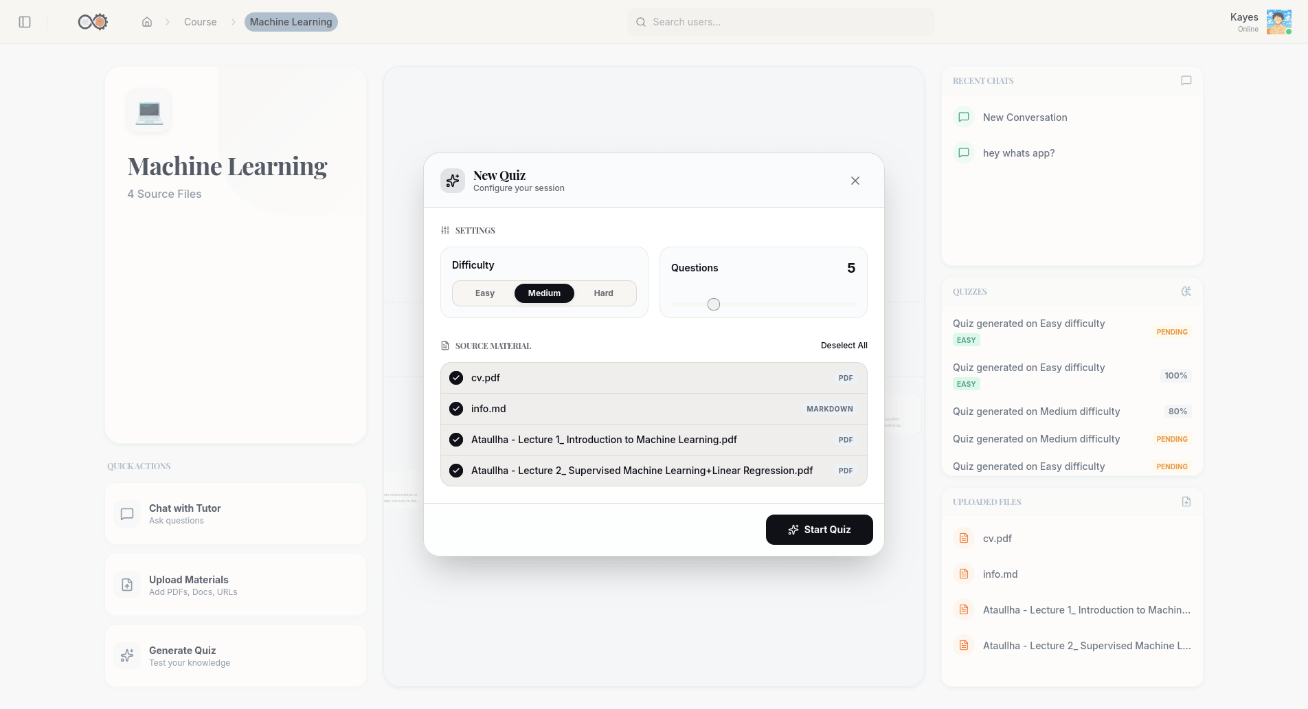 LearnSync - quiz generation