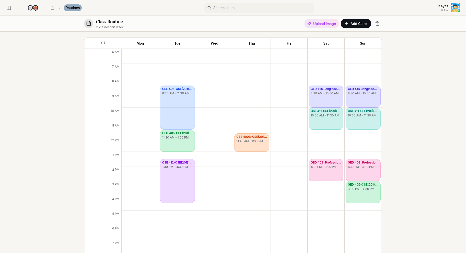 LearnSync - extracted routine from photo