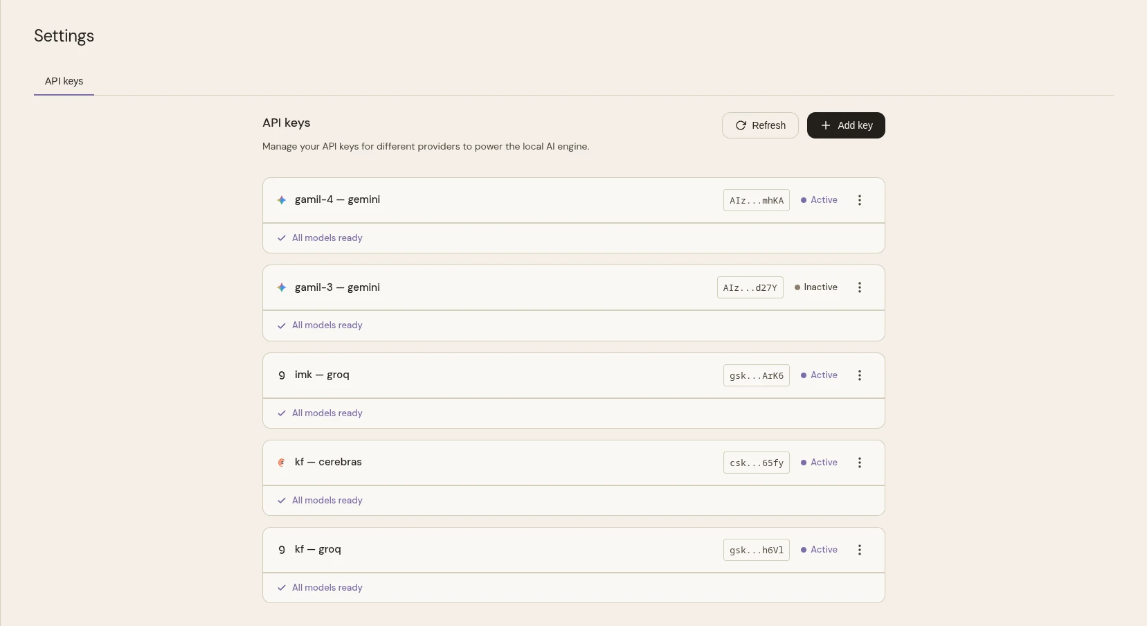Agens - webapi key list