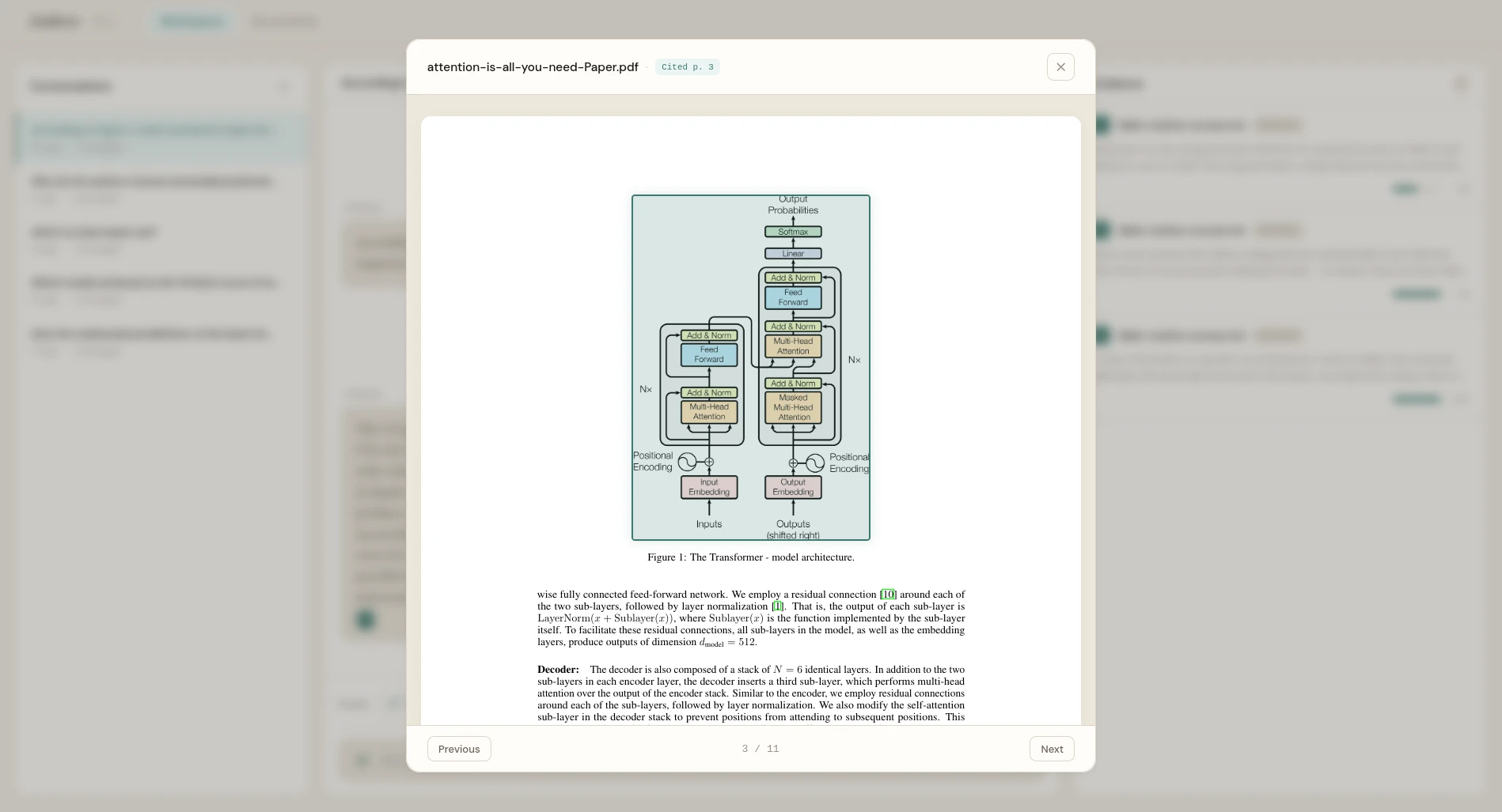 Detailed evidence grounding panel showing source text snippets and relevance scores